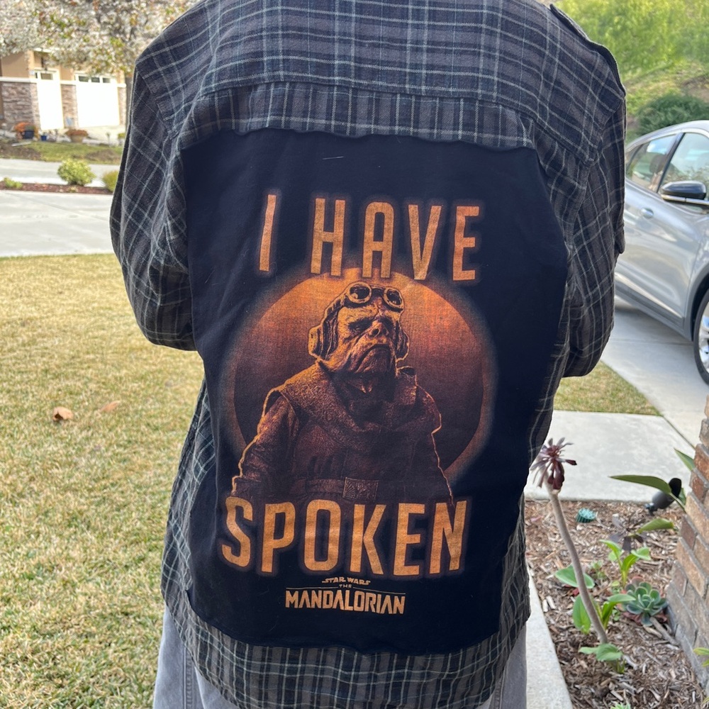 Star Wars Mandalorian Upcycled Flannel Shirt Unisex Size XL X-large